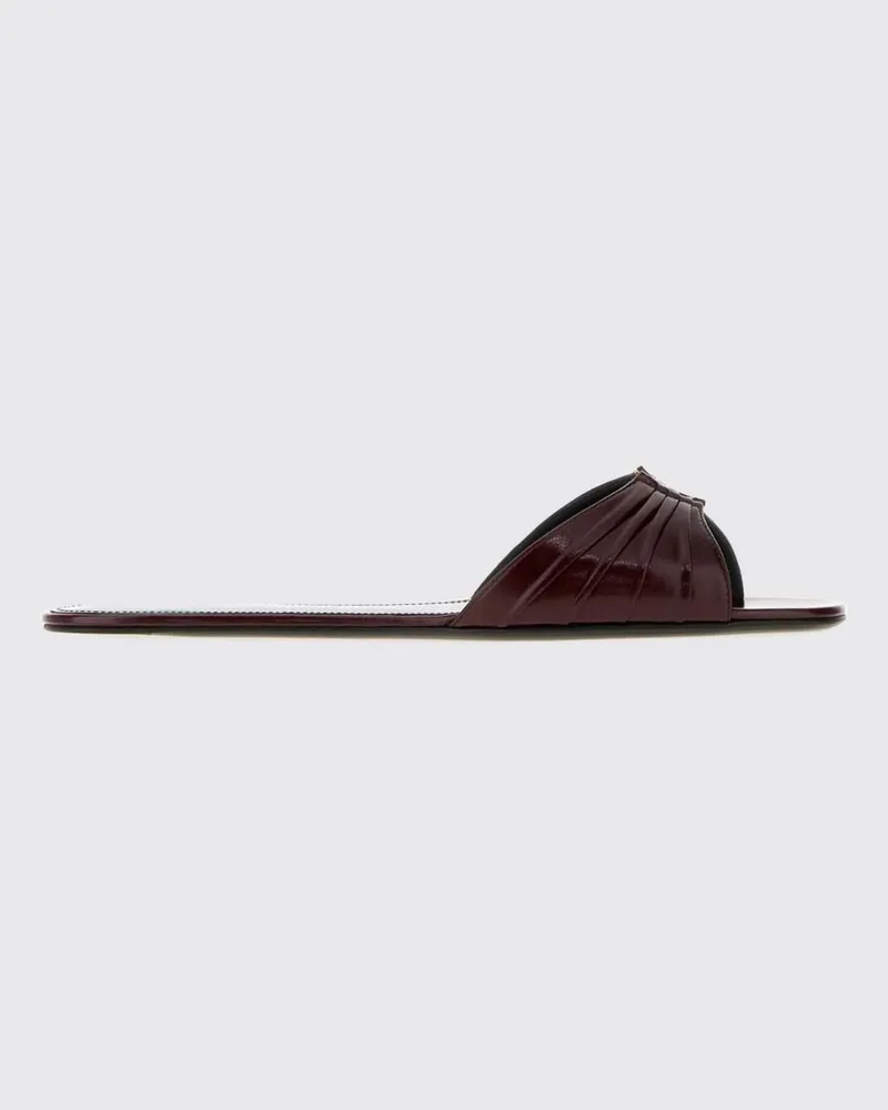 Saint Laurent Babylone Mules aus Kalbsleder mit YSL-Monogramm Burgunderrot