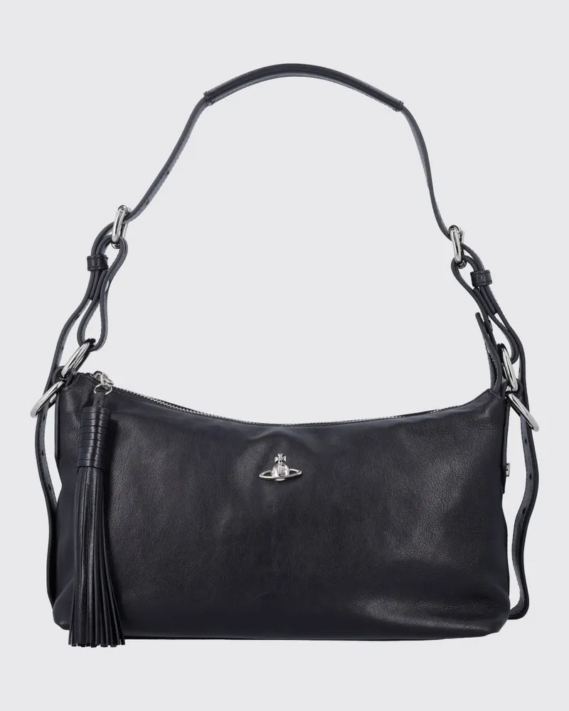 Vivienne Westwood Emma Schultertasche aus Kalbsleder mit Orb-Logo Schwarz