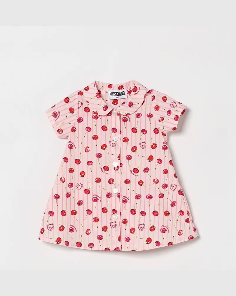Moschino Bedrucktes Baumwoll-Hemdblusenkleid Pink