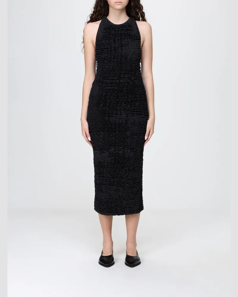 Max Mara Besticktes Neckholder-Etuikleid in Midilänge Schwarz