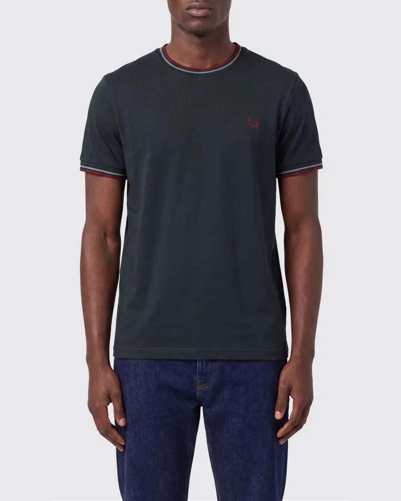 Fred Perry Baumwoll-T-Shirt mit Logo Flaschengrün