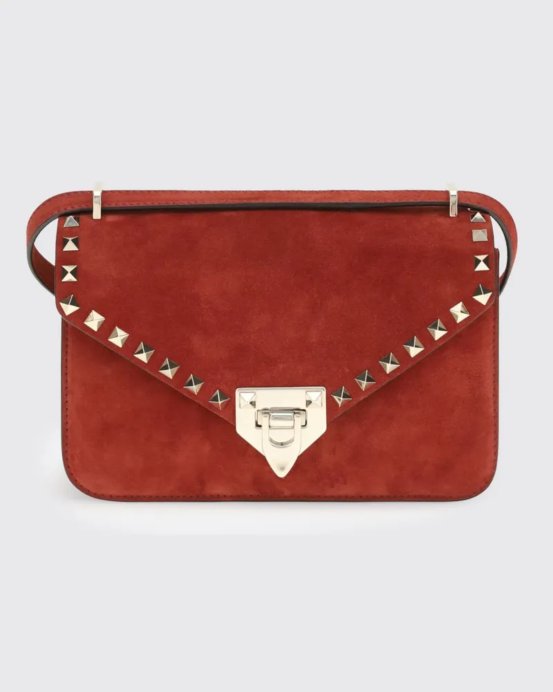 Valentino Garavani Rockstud Mini-Umhängetasche aus Veloursleder mit Nieten Rot
