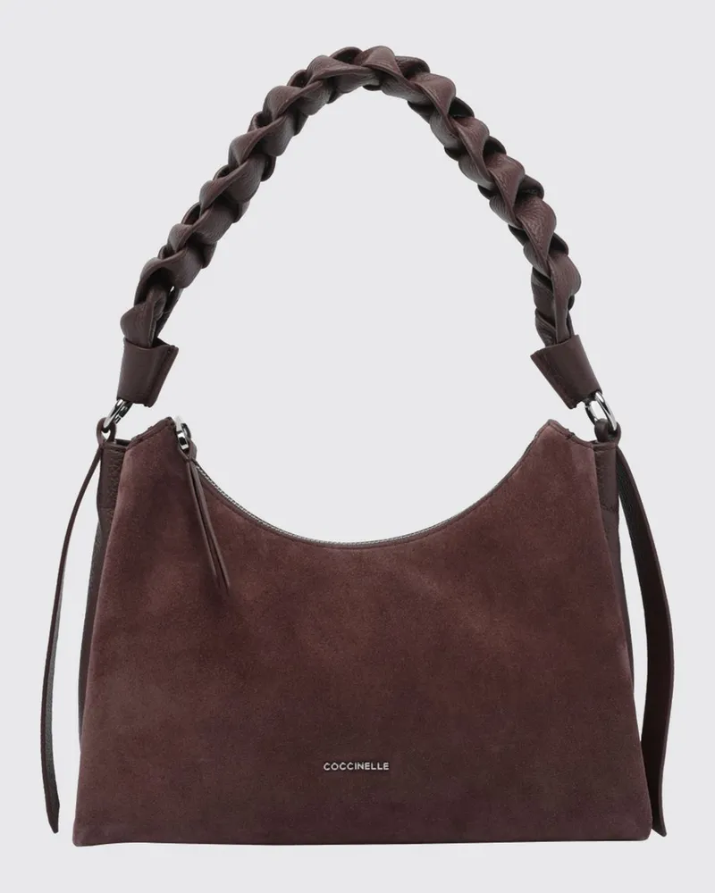 Coccinelle Boheme Schultertasche von aus Veloursleder mit geflochtenem Henkel Rot