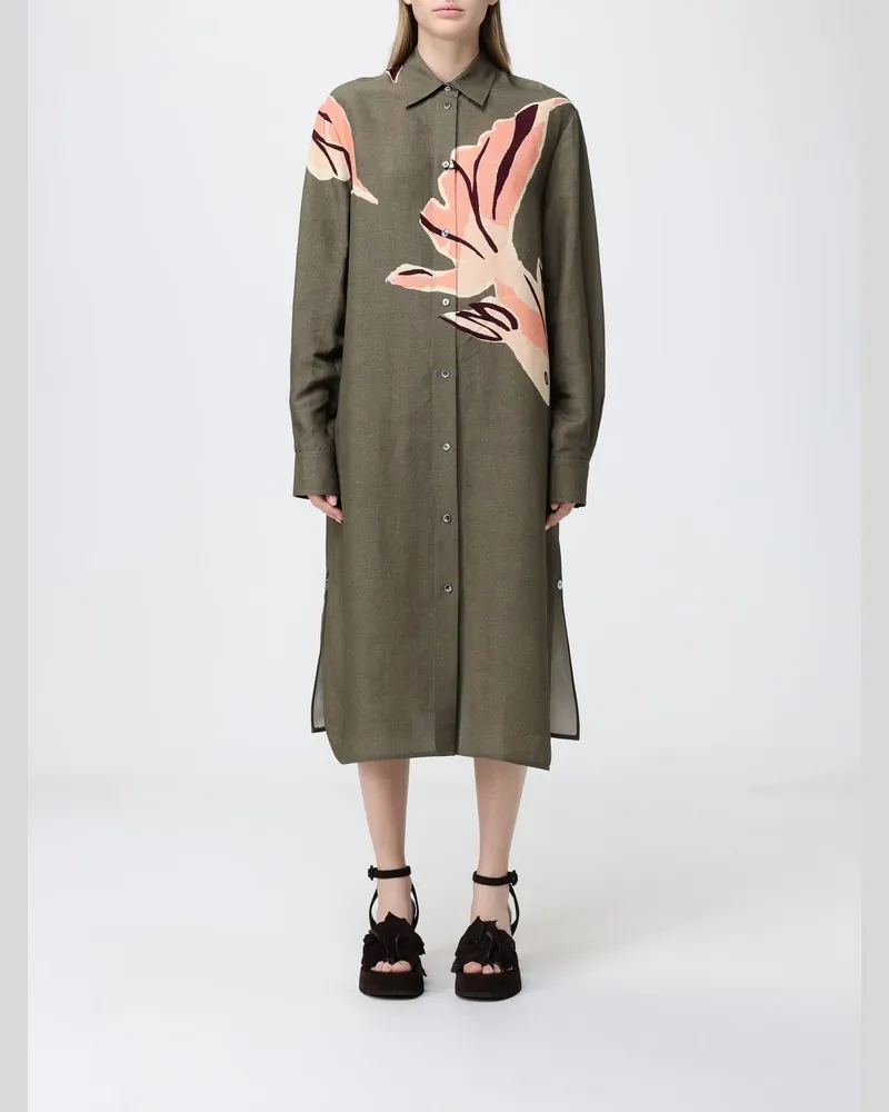 Paul Smith Leinenmischgewebe Hemdblusenkleid Grün
