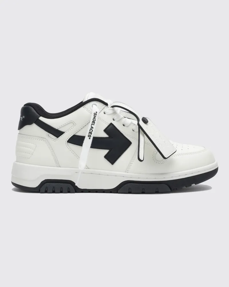 OFF-WHITE Out Of Office Low-Top-Sneaker aus Kalbsleder mit perforierter Spitze Weiß