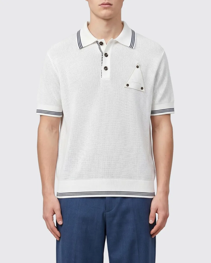 Jacquemus Kurzärmeliges Voilier Poloshirt aus Baumwolle mit französischem Kragen Weiß