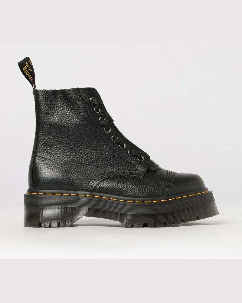 Dr.Martens Sinclair Platform-Stiefel aus genarbtem Leder Schwarz