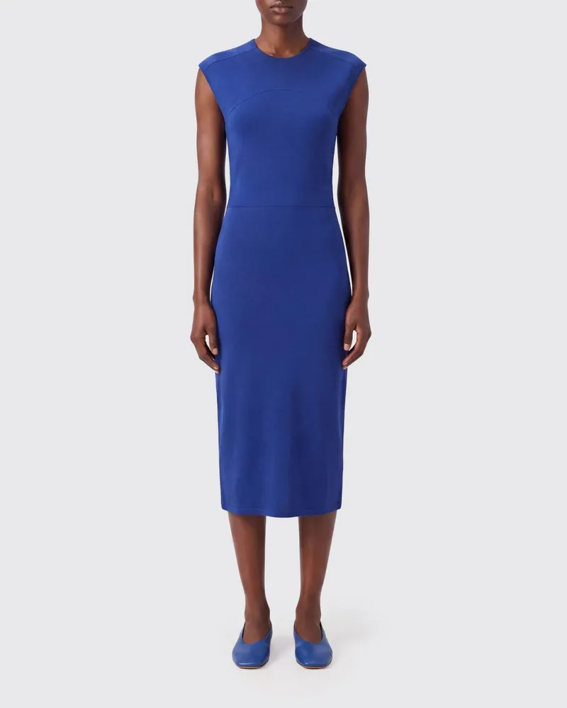 Jil Sander Ärmelloses Midi-Etuikleid mit Cut-Outs von aus Viskose Blau