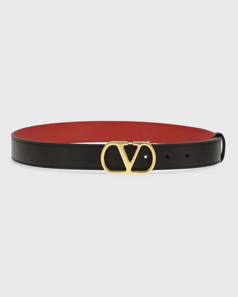 Valentino Garavani Wendbarer VLogo Signature Gürtel aus glattem Kalbsleder Schwarz