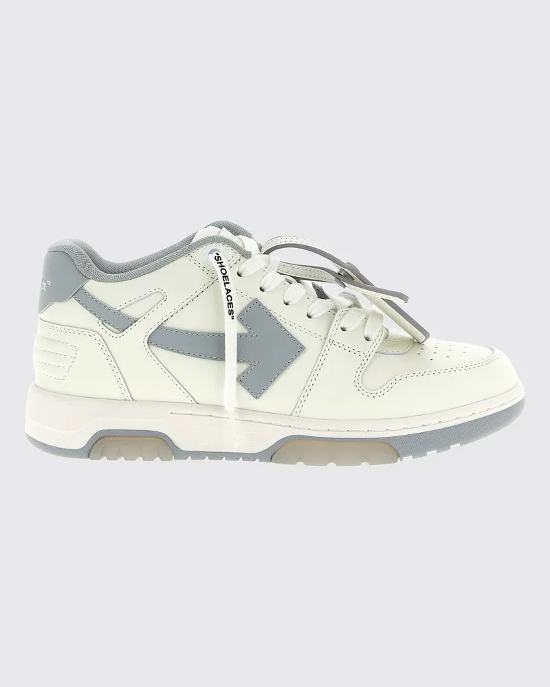 OFF-WHITE Out Of Office Low-Top-Sneakers aus Leder und Mesh mit perforierter Zehenkappe Grau