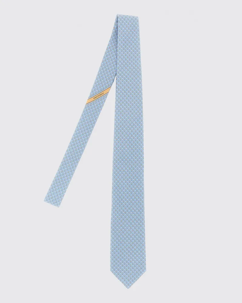 Ferragamo Krawatte aus reiner Seide mit durchgehendem Gancini-Monogramm Blau