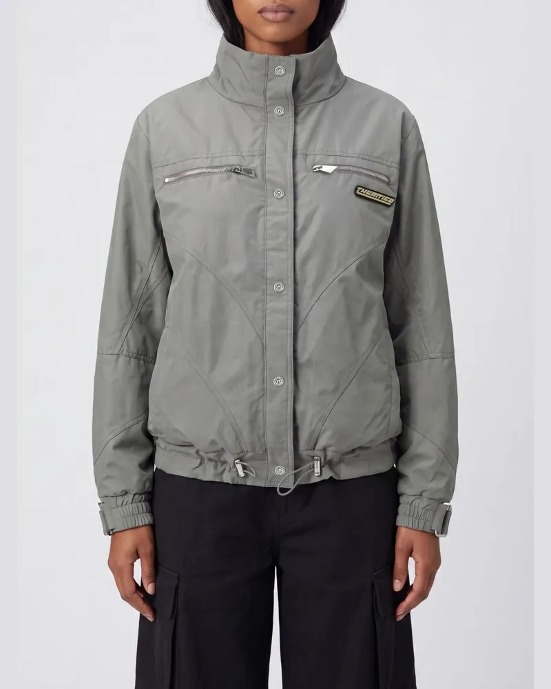 ATTICO Cropped Bomberjacke aus Baumwollmischung in Relaxed Fit mit hohem Kragen Grau