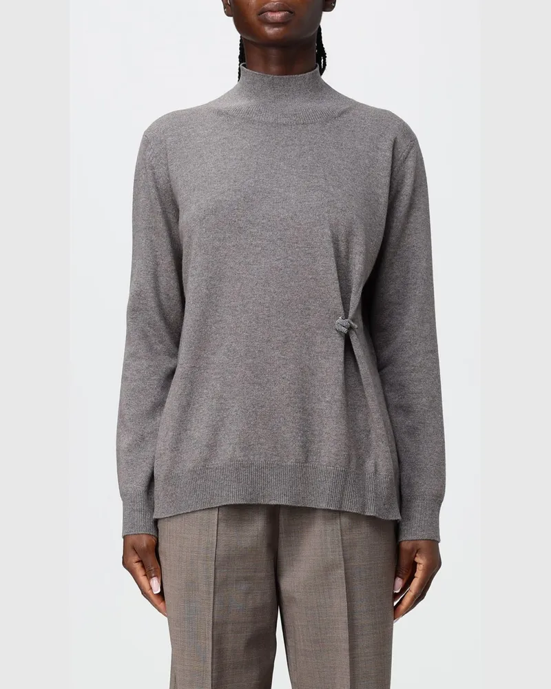 Fabiana Filippi Drapierter Rollkragenpullover aus Wolle und Kaschmir mit Ringdetail Taubengrau