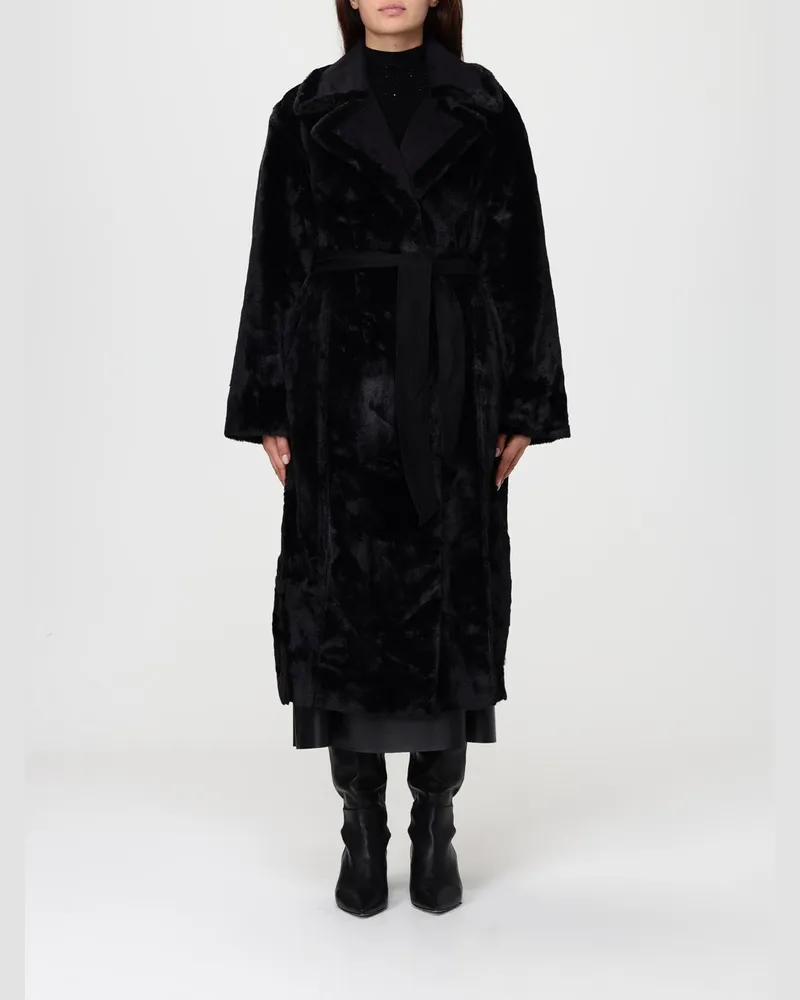 Kaos Pelzmantel damen Schwarz