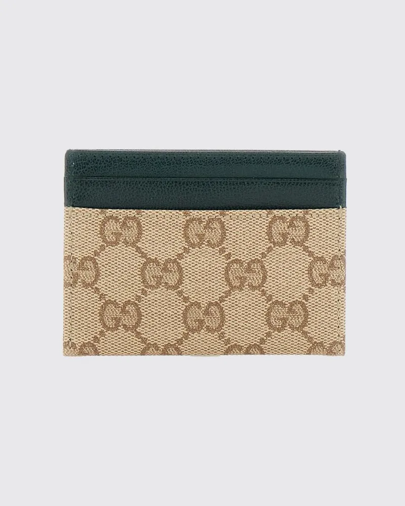 Gucci Kartenhalter von aus GG Supreme Canvas mit Monogramm und Lederdetails Beige
