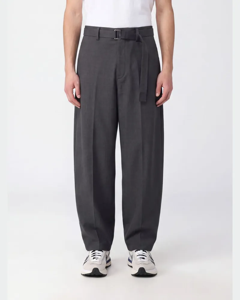 Sacai Hose mit weitem Bein aus Wollmischung und verstellbarem Taillengürtel Braun