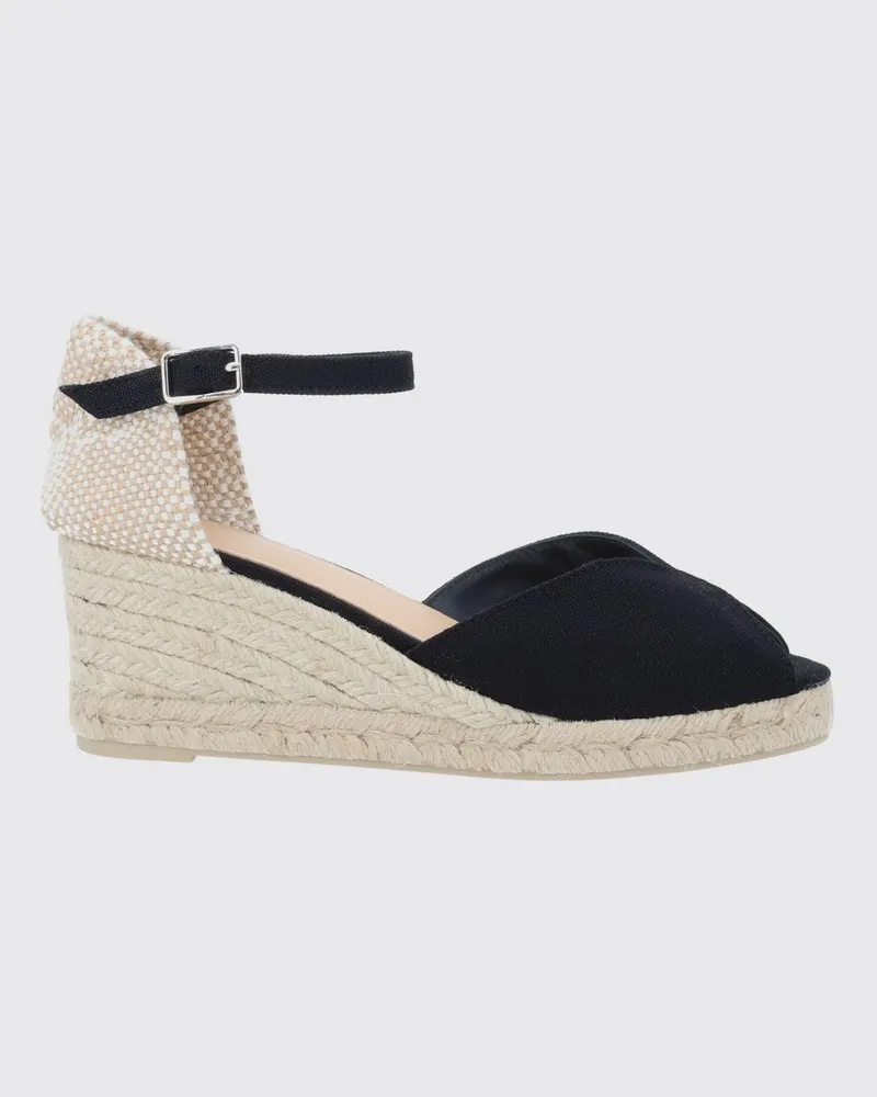Castañer Bianca Keil-Espadrilles aus Canvas mit Knöchelriemen Schwarz