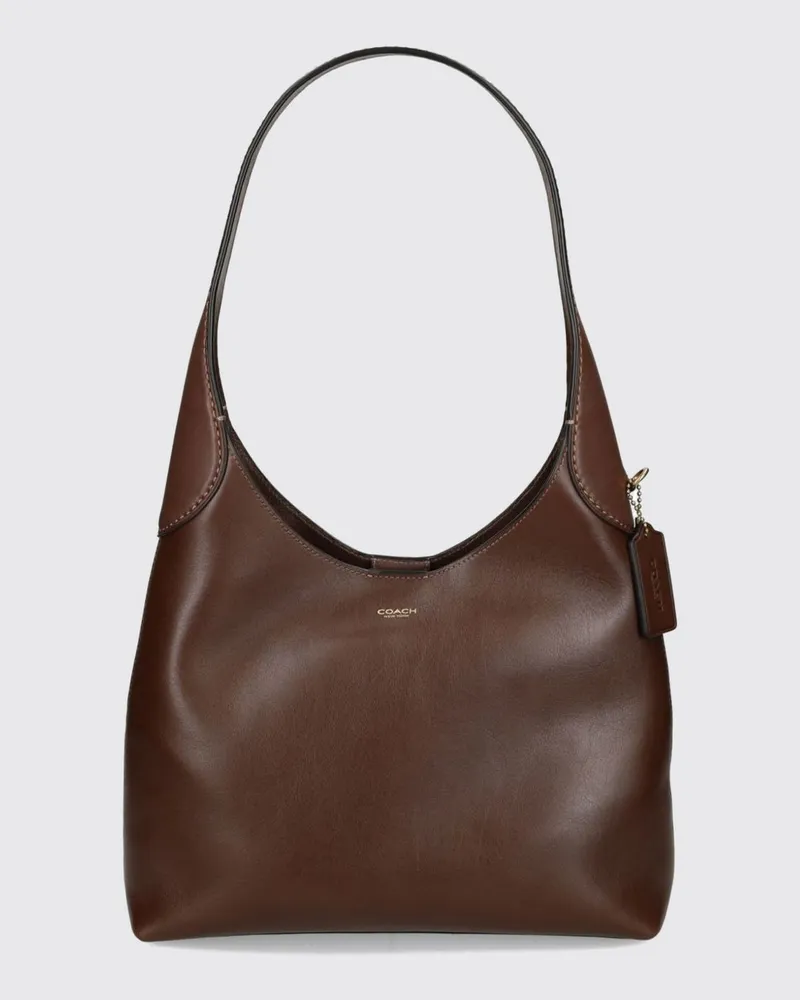 Coach Ausgestellte Schultertasche Brooklyn aus Glattleder mit flachem Henkel Braun