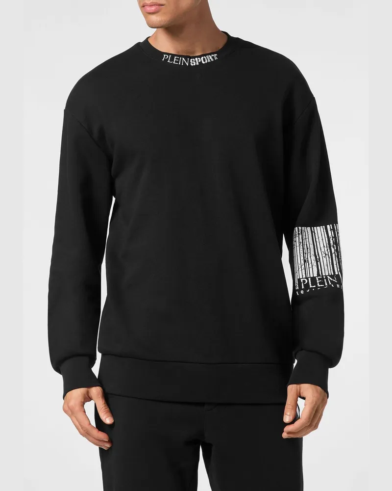 Philipp Plein Jersey-Sweatshirt mit Rundhals und kontrastierendem Logoprint Schwarz
