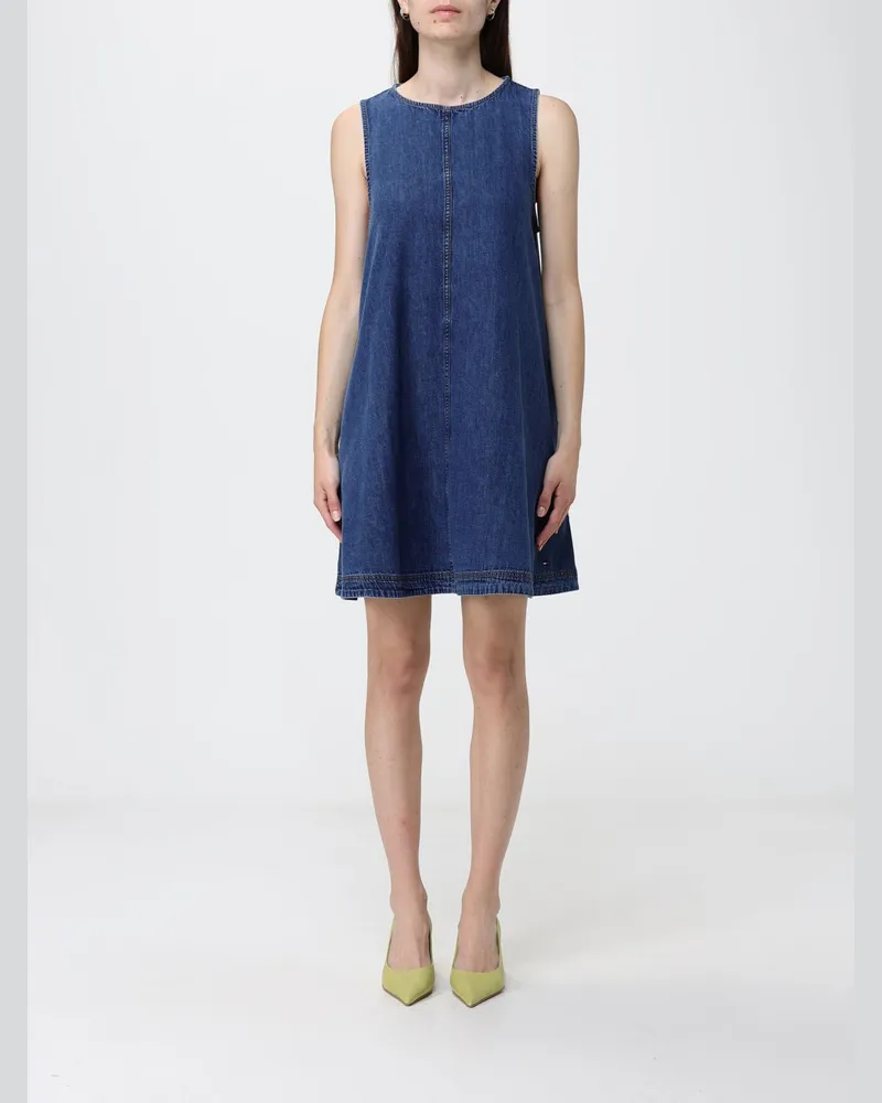Tommy Hilfiger Schulterfreies A-Linien-Minikleid von aus Baumwolldenim Navy
