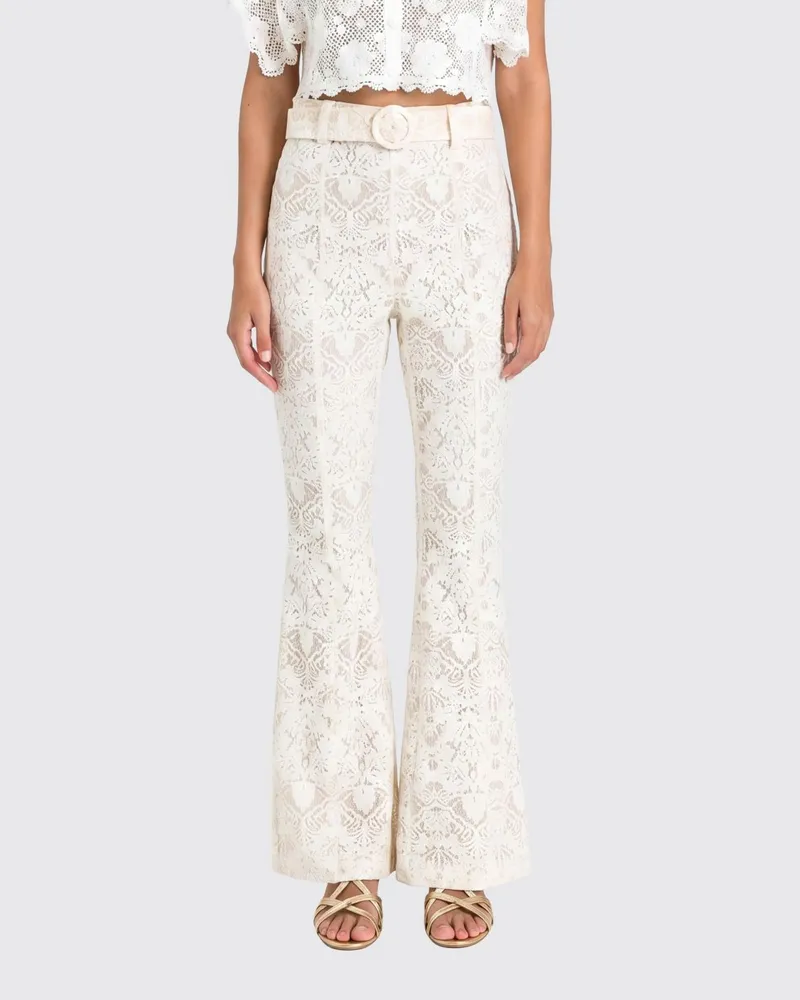 Twin-Set Hoch taillierte Slim-Fit-Schlaghose aus Spitze Perle