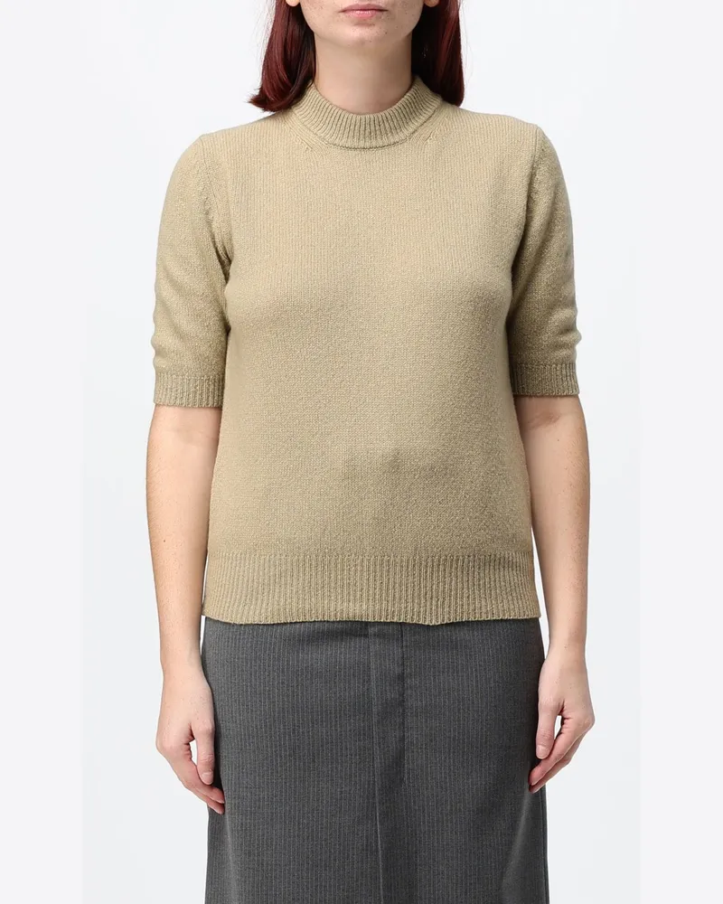 TER ET BANTINE Kurzärmliger Pullover aus Kaschmir-Woll-Mischung mit Rundhalsausschnitt Beige