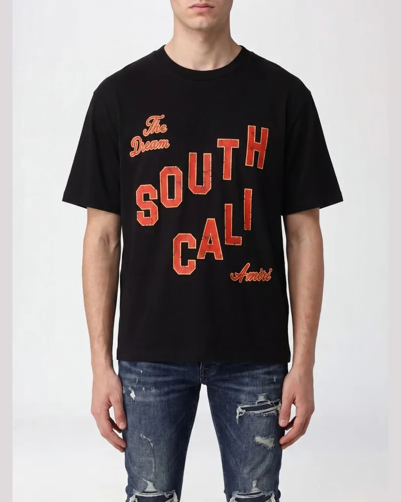 Amiri T-Shirt im Vintage-Stil mit Slogan-Print und überschnittenen Schultern Grau