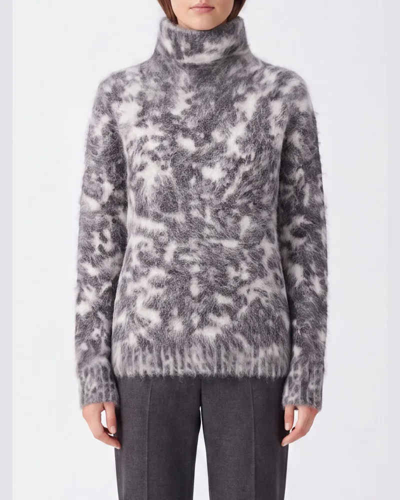 Joseph Rollkragenpullover mit abstraktem Muster aus Alpakawollmischung mit Rippbündchen Braun