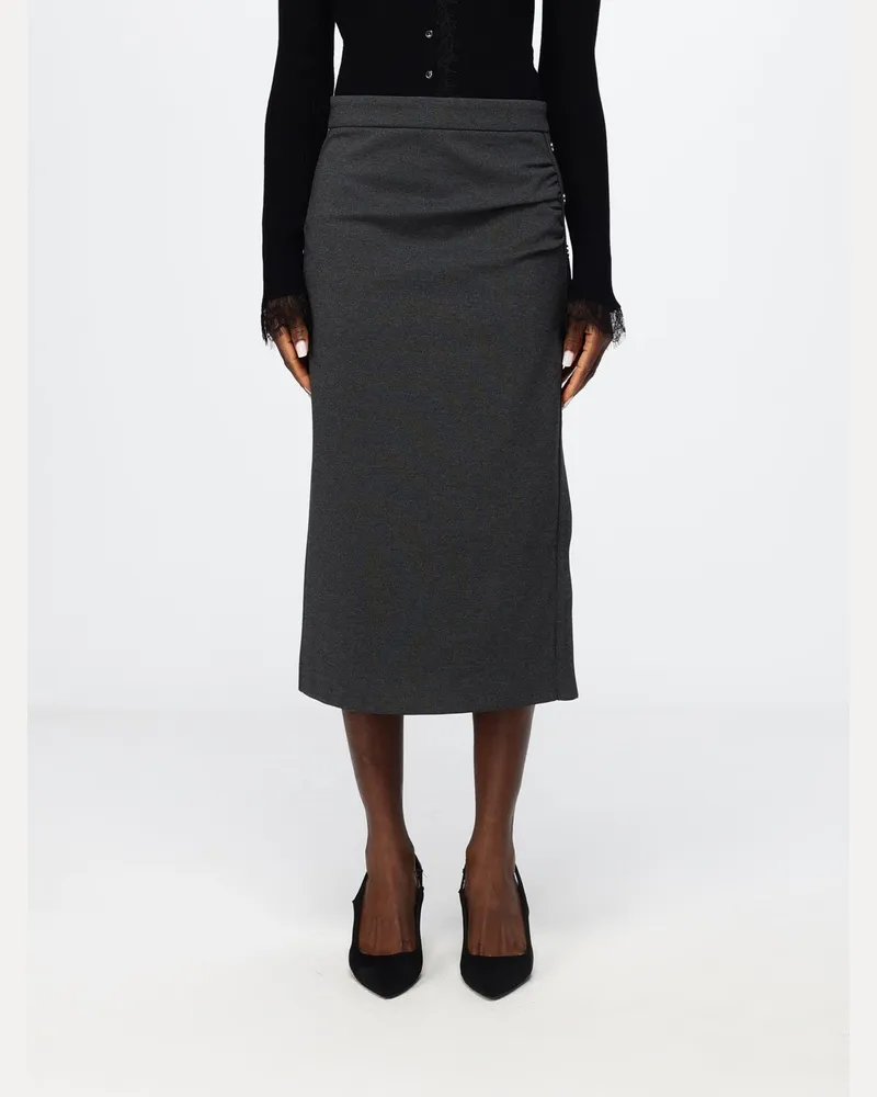 Pinko Midi-Bleistiftrock aus Stretch-Viskose mit hoher Taille und Seitenschlitz Grau