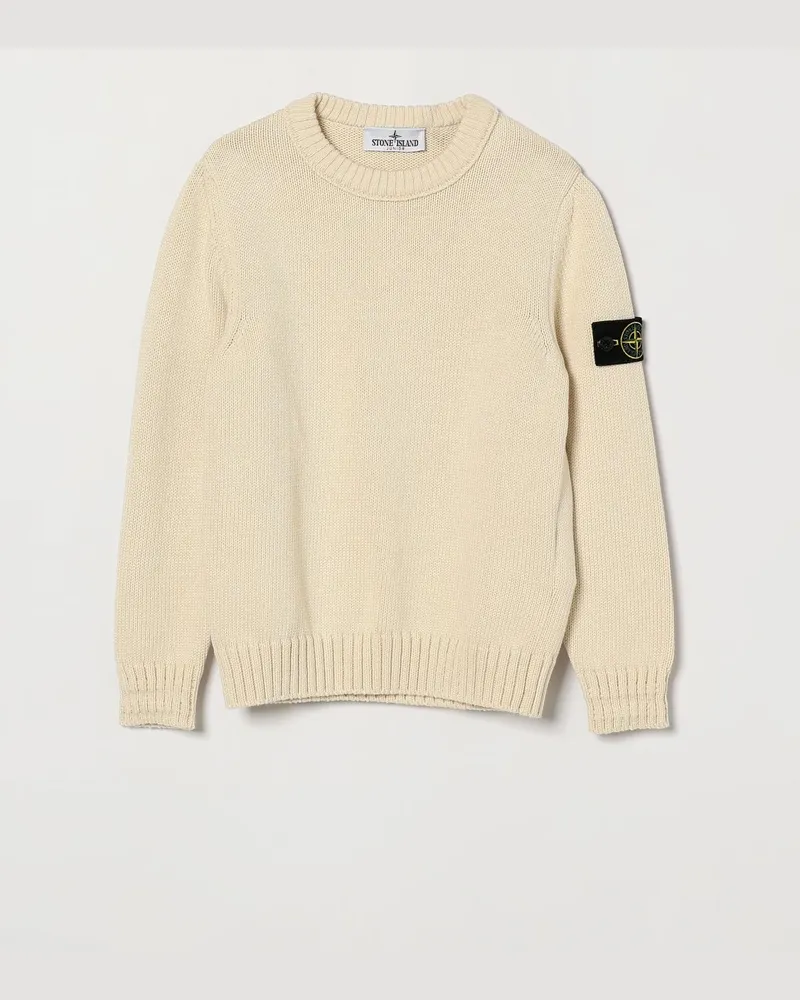 Stone Island Rundhalspullover aus Baumwolle von für Jungen mit Kompass-Logo-Patch Weiß