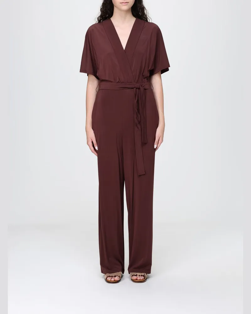 Max Mara Wickel-Jumpsuit aus Stretch-Viskose mit V-Ausschnitt Violett