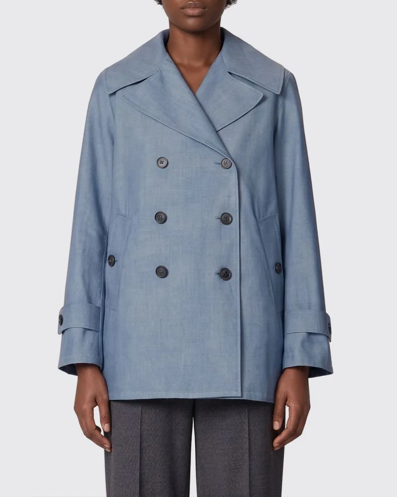 Save The Duck Doppelreihiger knielanger Trenchcoat aus Nylon und Baumwolle Indigo