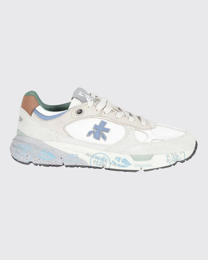 Premiata Mase Wildleder- und Canvas-Sneakers Weiss