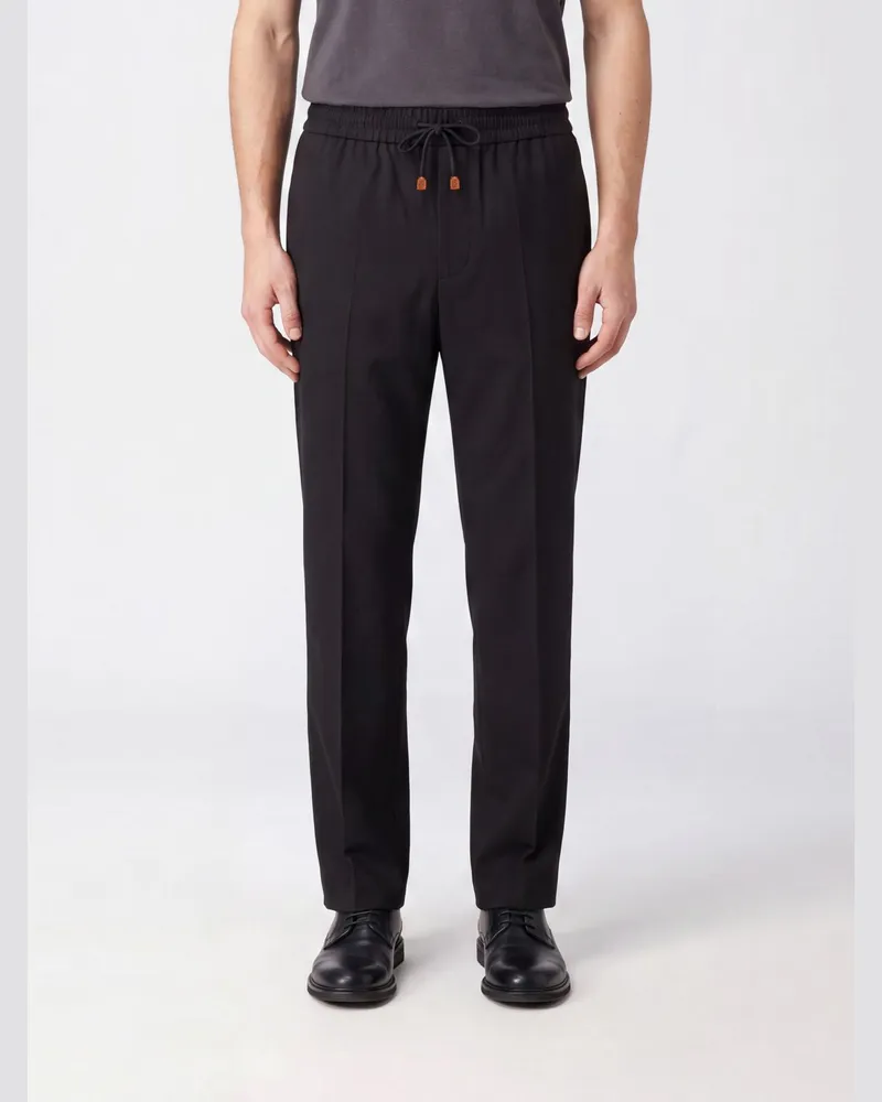 Drôle de Monsieur Gerade geschnittene Baumwollhose mit Kordelzug in der Taille Schwarz