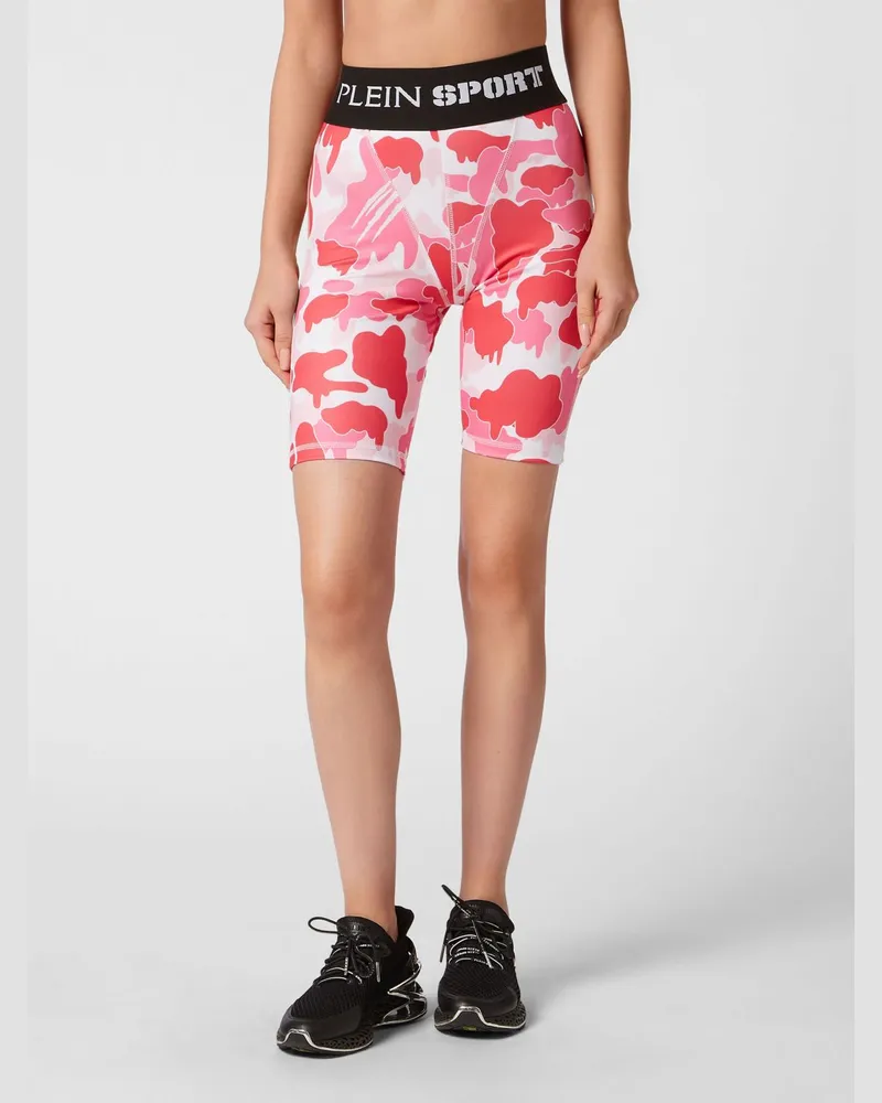 Philipp Plein Hoch taillierte Radlershorts mit Camouflage-Print Fuchsia