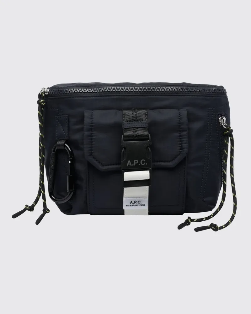 A.P.C. Nylon-Gürteltasche mit appliziertem Logo, Reißverschluss und verstellbarem Riemen Blau