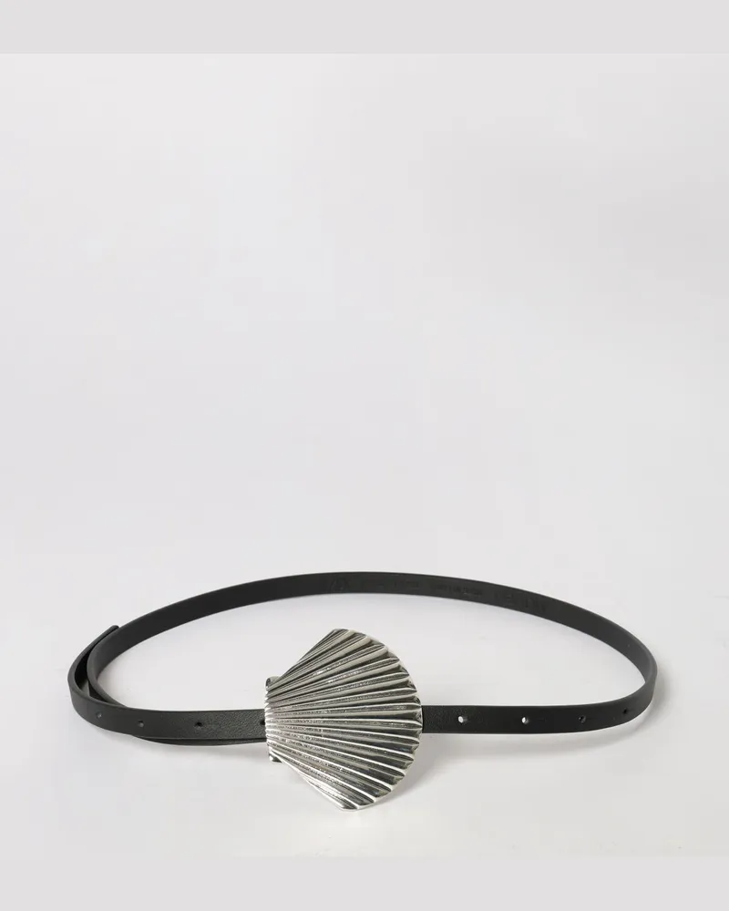 MEIMEIJ Gürtel aus Glattleder mit muschelförmiger Metallschnalle Schwarz