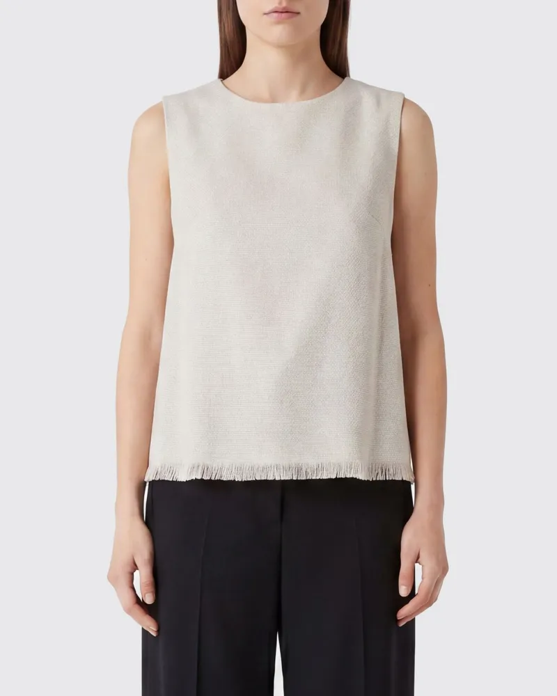 Max Mara Leinen- und Baumwolltop Weiß