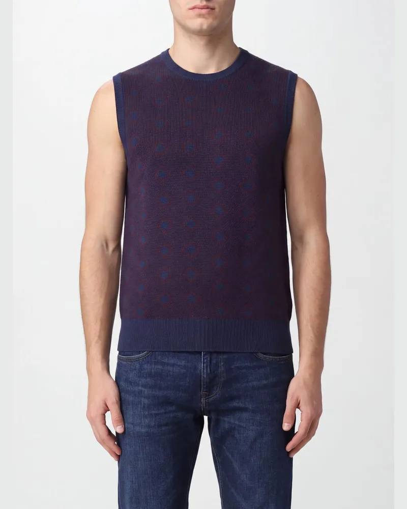 Emporio Armani Strickweste mit Argyle-Muster aus Schurwolle und Kaschmir Schwarz