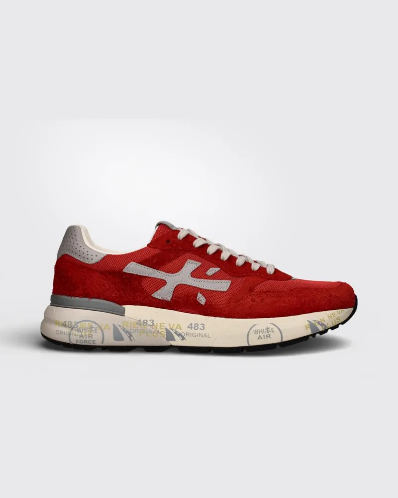 Premiata Mick Sneaker aus Used-Wildleder und Mesh Rot