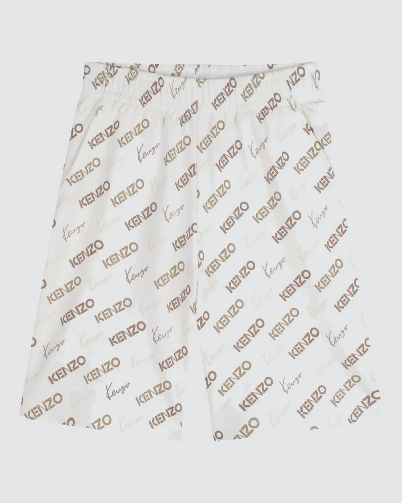 Kenzo Baumwoll-Jogging-Shorts mit Allover-Logo Weiß