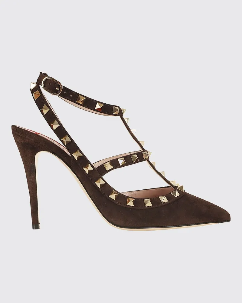 Valentino Garavani Rockstud Slingback-Pumps aus Veloursleder mit Stilettoabsatz Braun