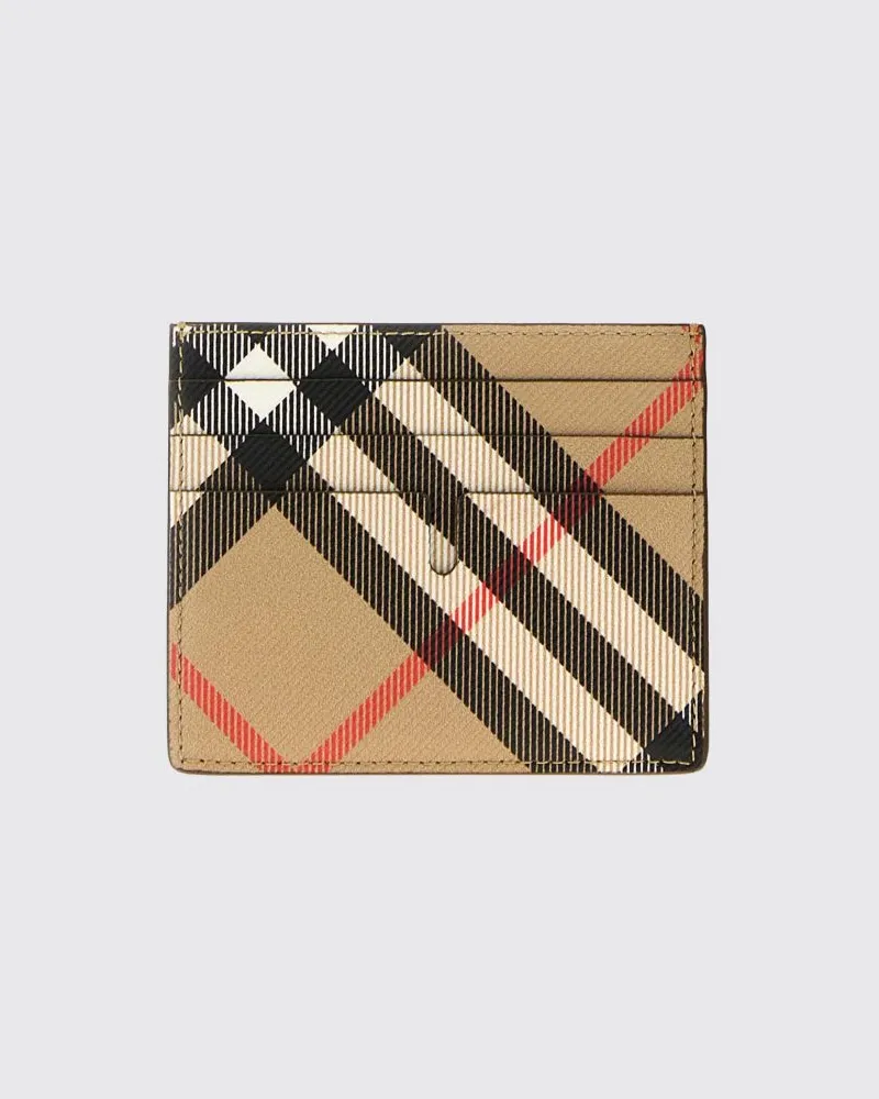 Burberry Flaches Kartenetui aus beschichteter Baumwolle mit Vintage-Check-Muster Sand