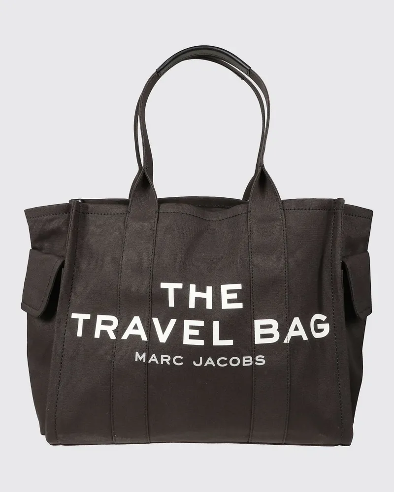 Marc Jacobs Große Tote-Bag The Tote Bag aus Baumwolle mit Kontrast-Logo Schwarz