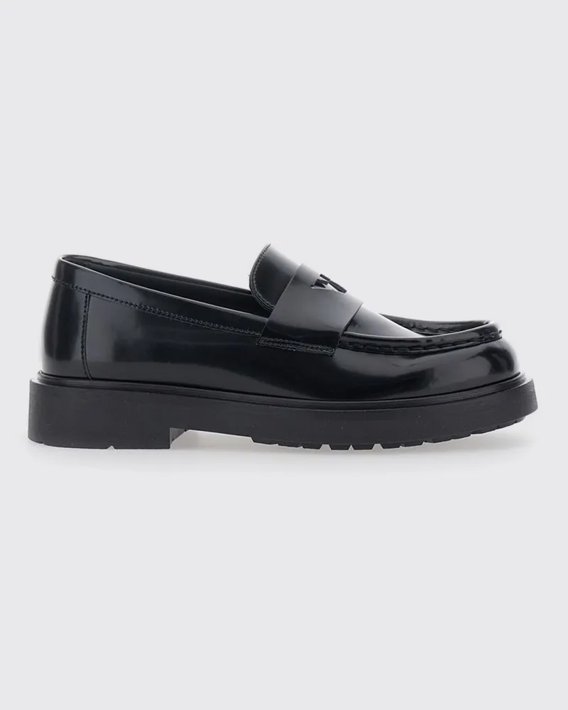 Emporio Armani Penny-Loafer aus Kunstleder für Jungen mit Adler-Logo Schwarz