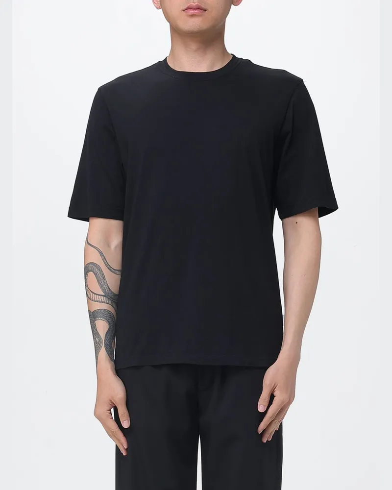 LARDINI T-Shirt aus Baumwolle und Seide Schwarz