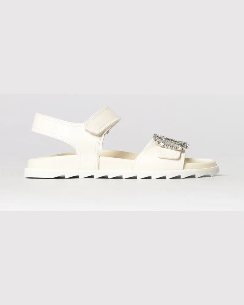Roger Vivier Slidy Viv' Ledersandalen mit Juwelschnalle Yellow