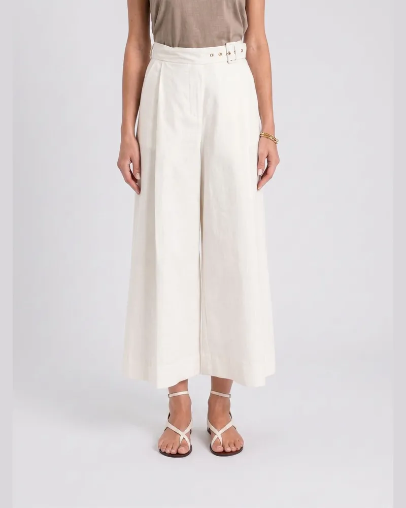 Twin-Set Cropped-Hose aus Baumwolle Perle