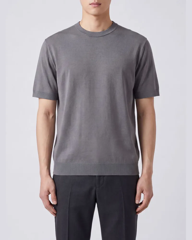 Herno Kurzärmeliges T-Shirt aus Baumwolle mit Rundhalsausschnitt Grau