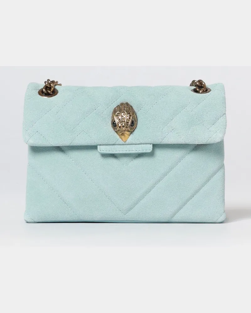Kurt Geiger Gesteppte Kensington Wildleder-Minitasche von mit Strass-Logo Hellblau
